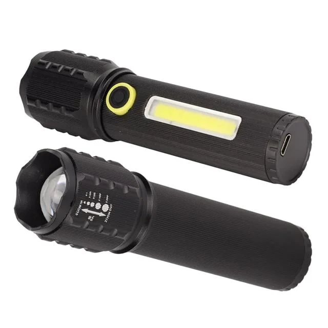 JF-72 Power Led, COB Led Zoomlu Flash Özellikli Şarjlı Metal Kasa Profesyonel El Feneri görsel 2