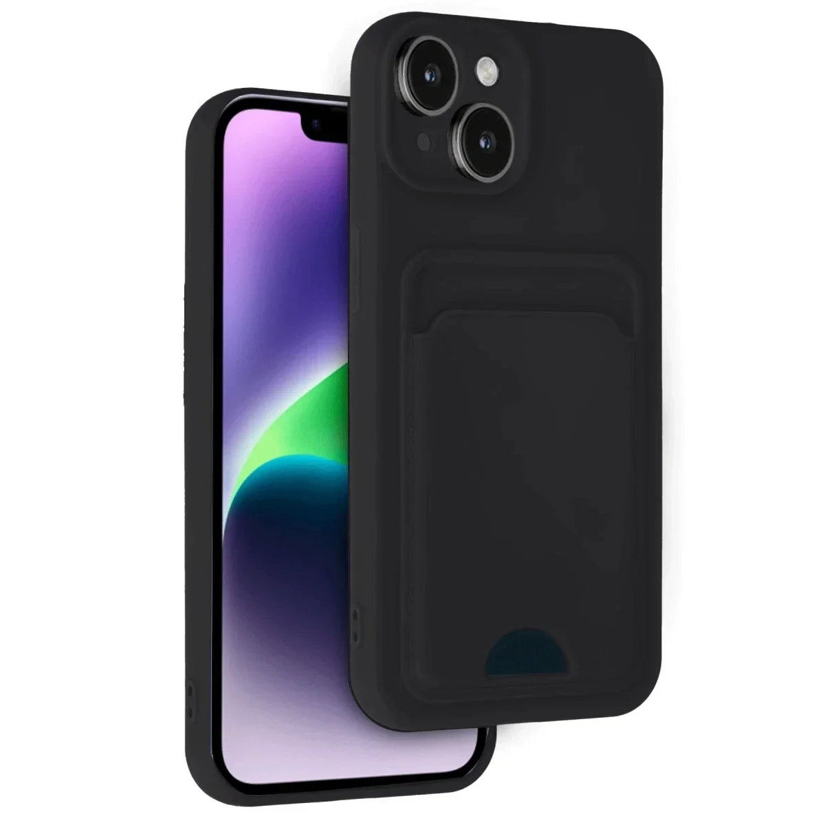 Apple iPhone 14 Kılıf Kelvin Kartvizitli Silikon - Siyah görsel 3