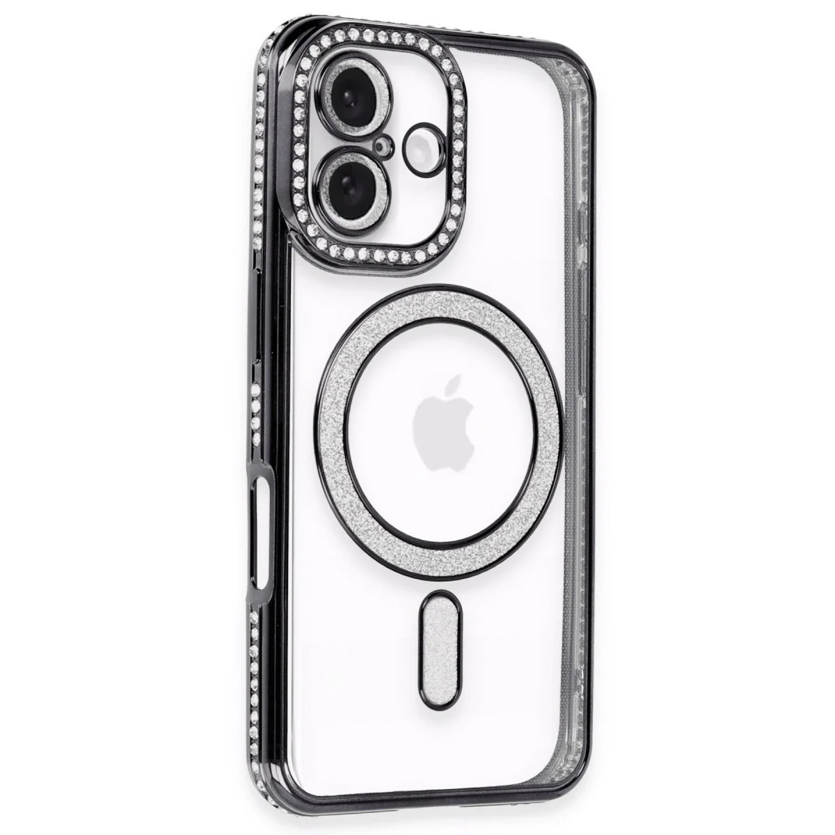 Apple İphone 16 Kılıf Joke Simli Magneticsafe Kılıf - Siyah