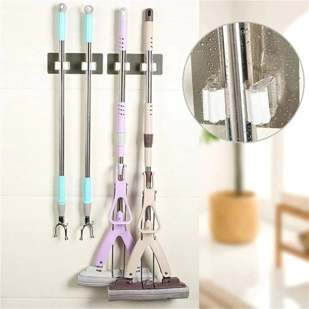 Pratik Organizer 4lü Yapışkanlı Fırça Paspas Mop Fırça Sabitleyici Ergonomik Alet Aparatı (adet fiyatıdır) görsel 2