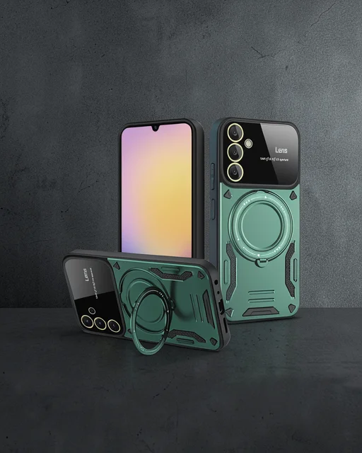 Samsung Galaxy A54 5g Kılıf Joy Lens Standlı Kapak - Koyu Yeşil