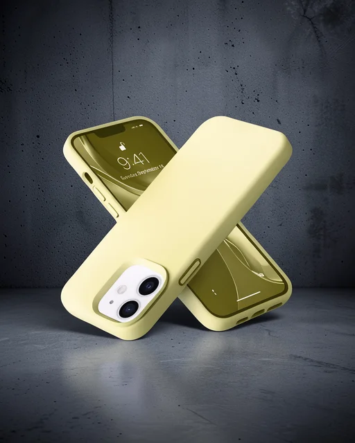Apple İphone 12 Kılıf Nano İçi Kadife Silikon- Sarı