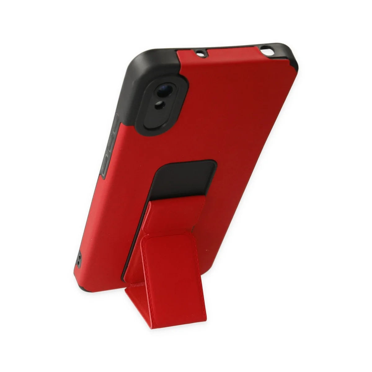 Xiaomi Redmi 9a Kılıf Mega Standlı Silikon - Kırmızı görsel 3