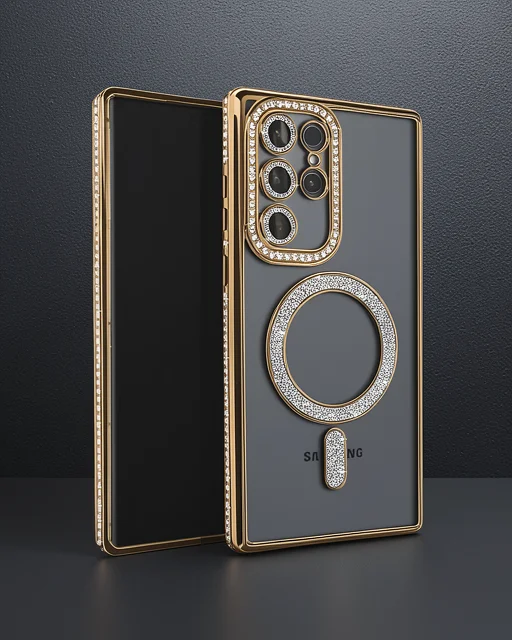 Samsung Galaxy S23 Ultra Joke Simli Magneticsafe Kılıf - Gold