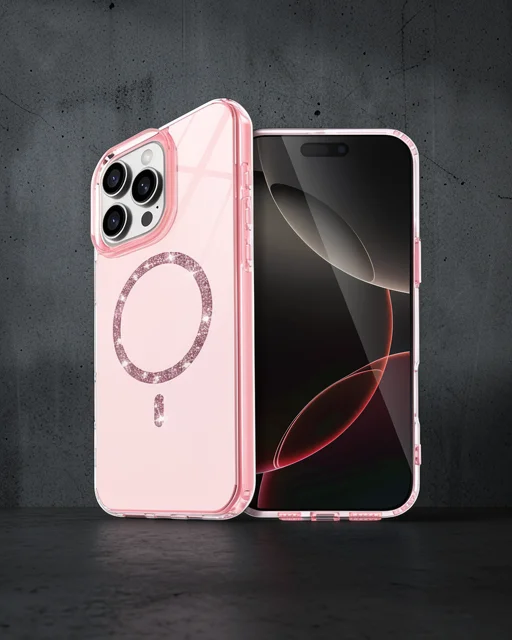 Apple İphone 15 Pro Max Live Diamond Magsafe Kapak - Pembe