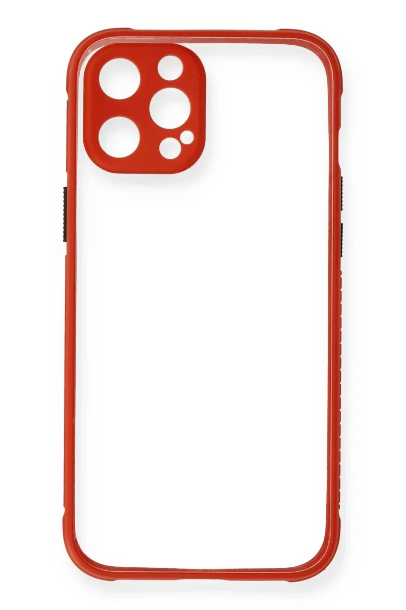 Apple iPhone 12 Pro Kılıf a Şeffaf Silikon - Kırmızı görsel 2