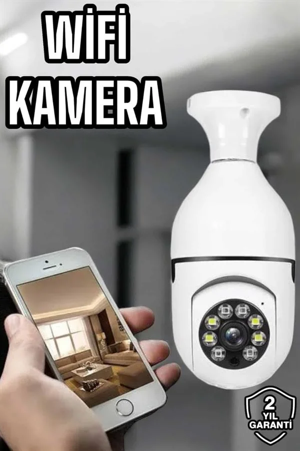 Ampul Görünümlü Güvenlik Kamerası Duylu Wifi Kamerası Dönebilen görsel 2