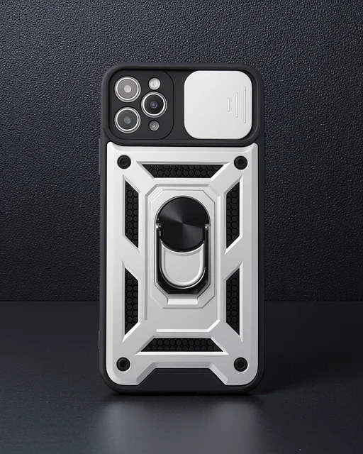 Apple İphone 11 Pro Kılıf Pars Lens Yüzüklü Silikon - Gümüş