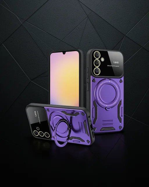 Samsung Galaxy A15 4g Kılıf Joy Lens Standlı Kapak - Mor