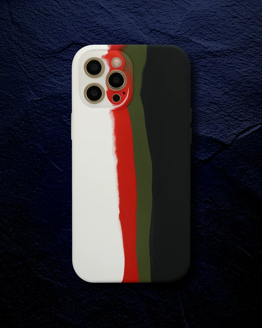 Apple İphone 12 Pro Kılıf Ebruli Lansman Silikon - Beyaz-siyah