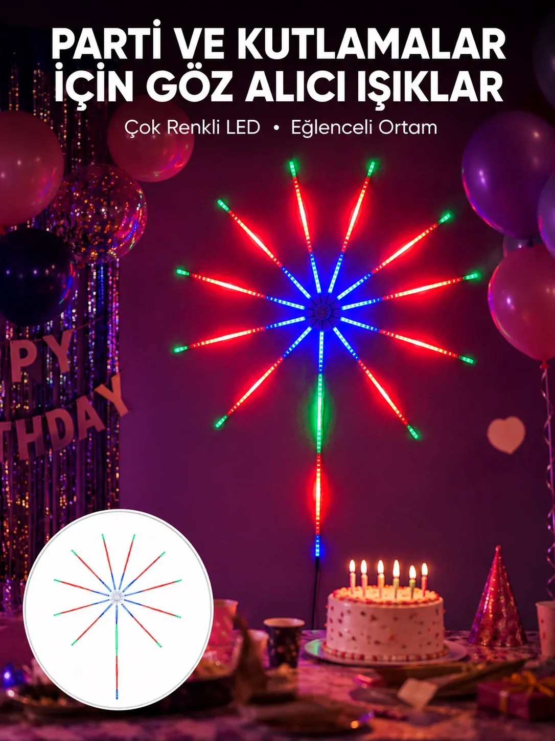 RGB LED Duvar Dekoru Sökülebilir Kollu Işık Siste Yeni Nesil