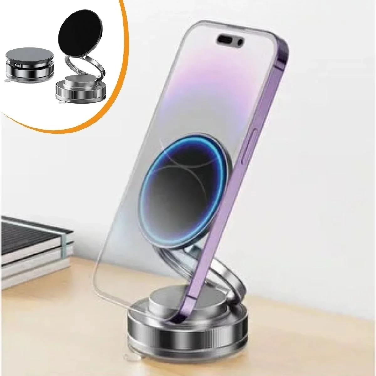Vakumlu Manyetik Telefon Tutucu – Güçlü Vakum 360° Döner Araç İçi Telefon Standı, Ultra Sabit Manyetik Destekli Mobil Cihaz Aparatı