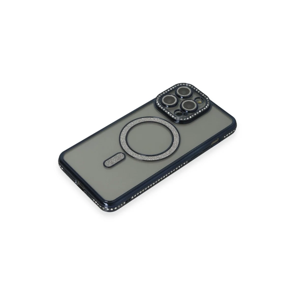 Apple İphone 14 Pro Kılıf Joke Simli Magneticsafe Kılıf - Lacivert görsel 3