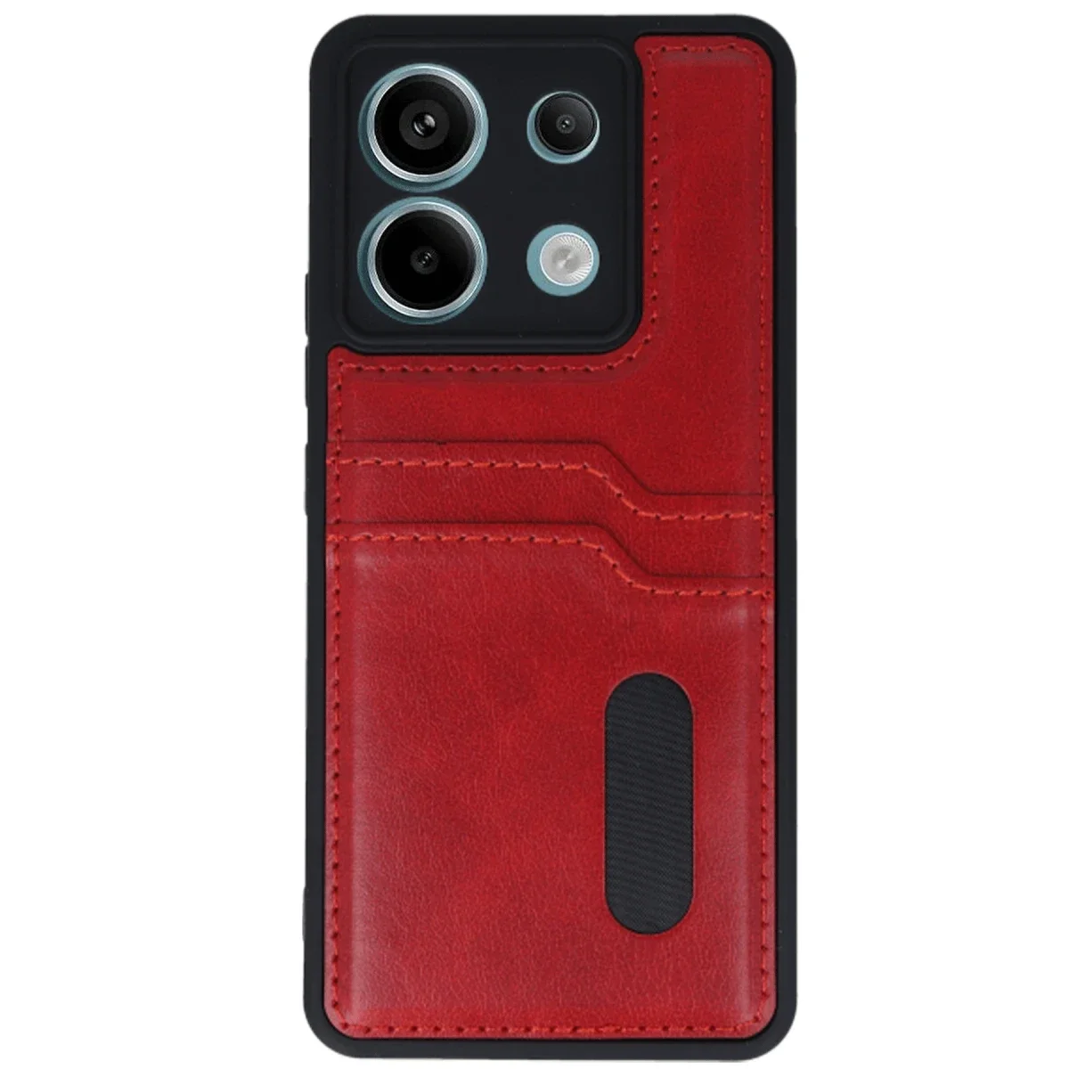 Xiaomi Redmi Note 13 Pro 5G Kılıf Sara Kartvizitli Deri Kılıf - Kırmızı görsel 2