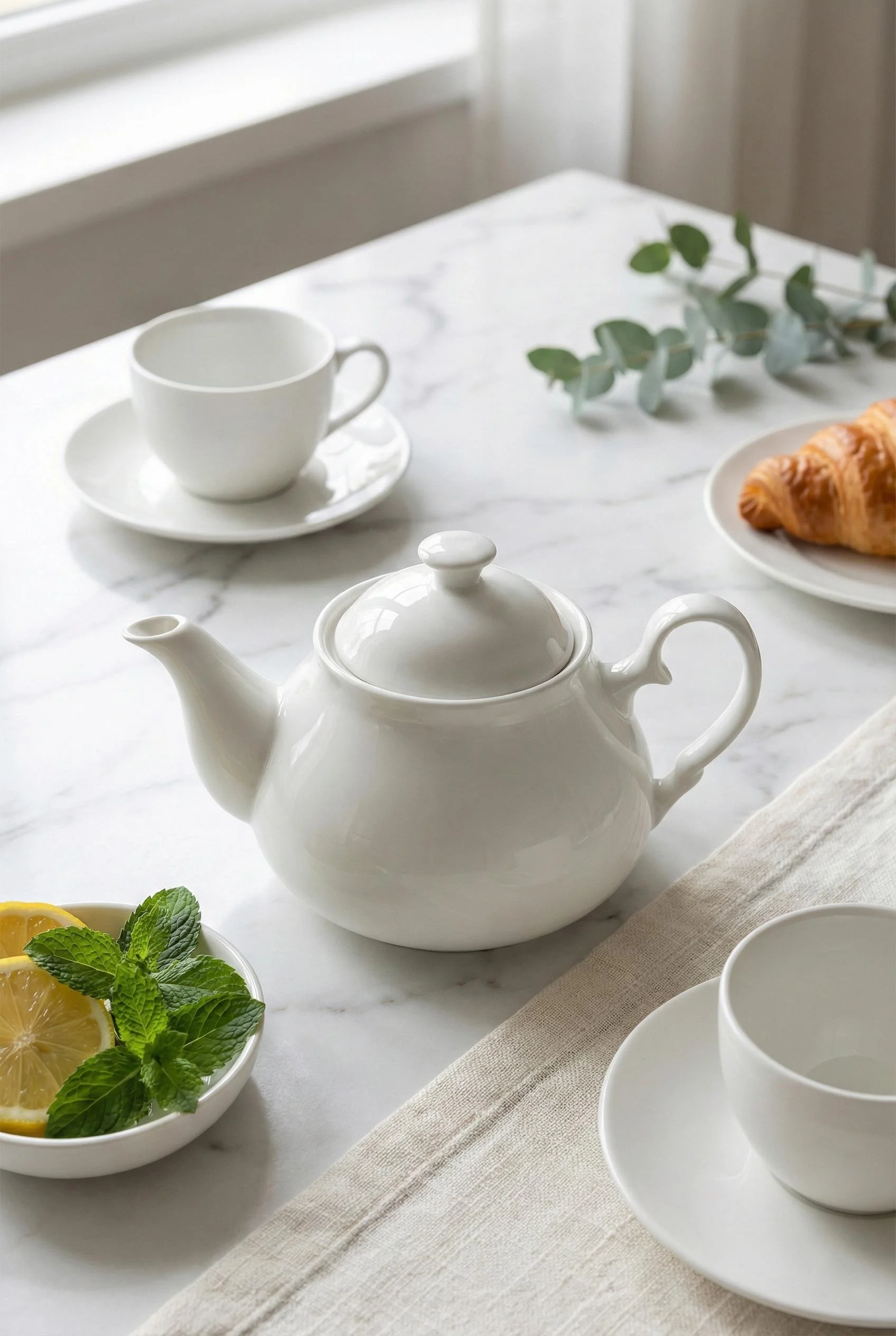 750 ml Beyaz Porselen Demlik & Şık Kahvaltı Ve Çay Saati Sunum Gereci görsel 3