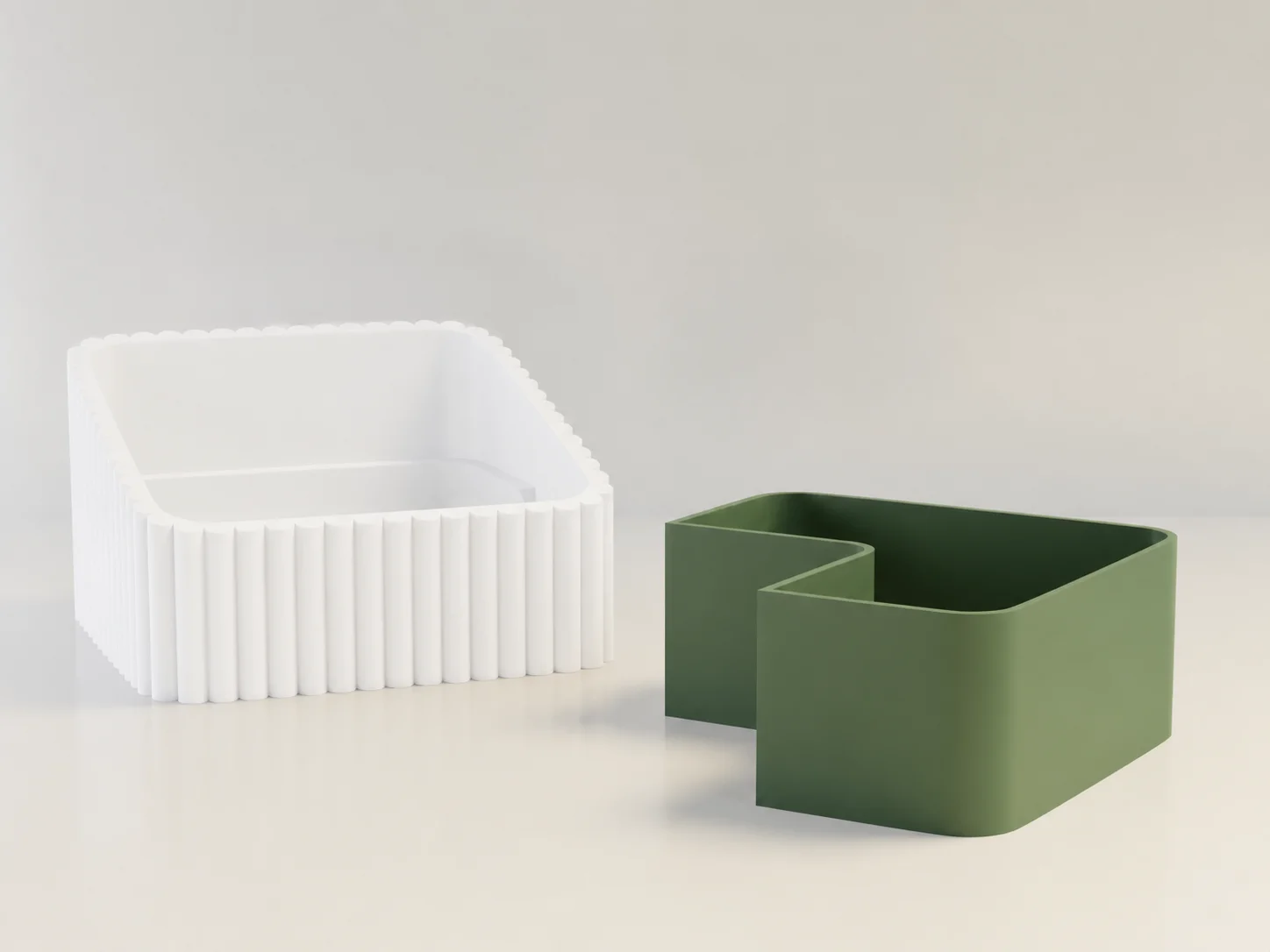 3D Baskı Fıstık Kasesi - Çift Hazneli Kabuk Ayırıcı Sunum Kasesi - Beyaz Yeşil görsel 2