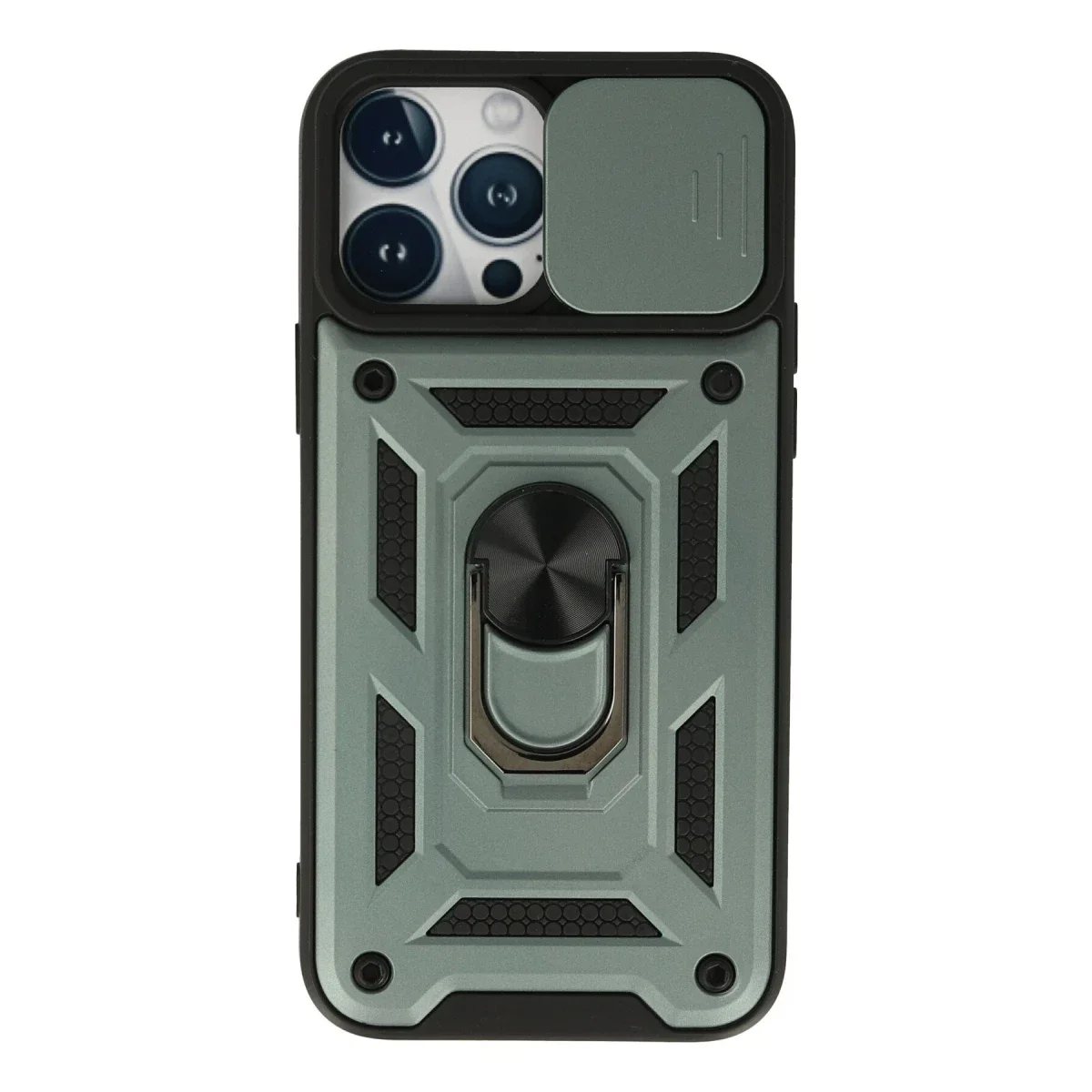 Apple iPhone 13 Pro Max Kılıf Pars Lens Yüzüklü Silikon - Yeşil