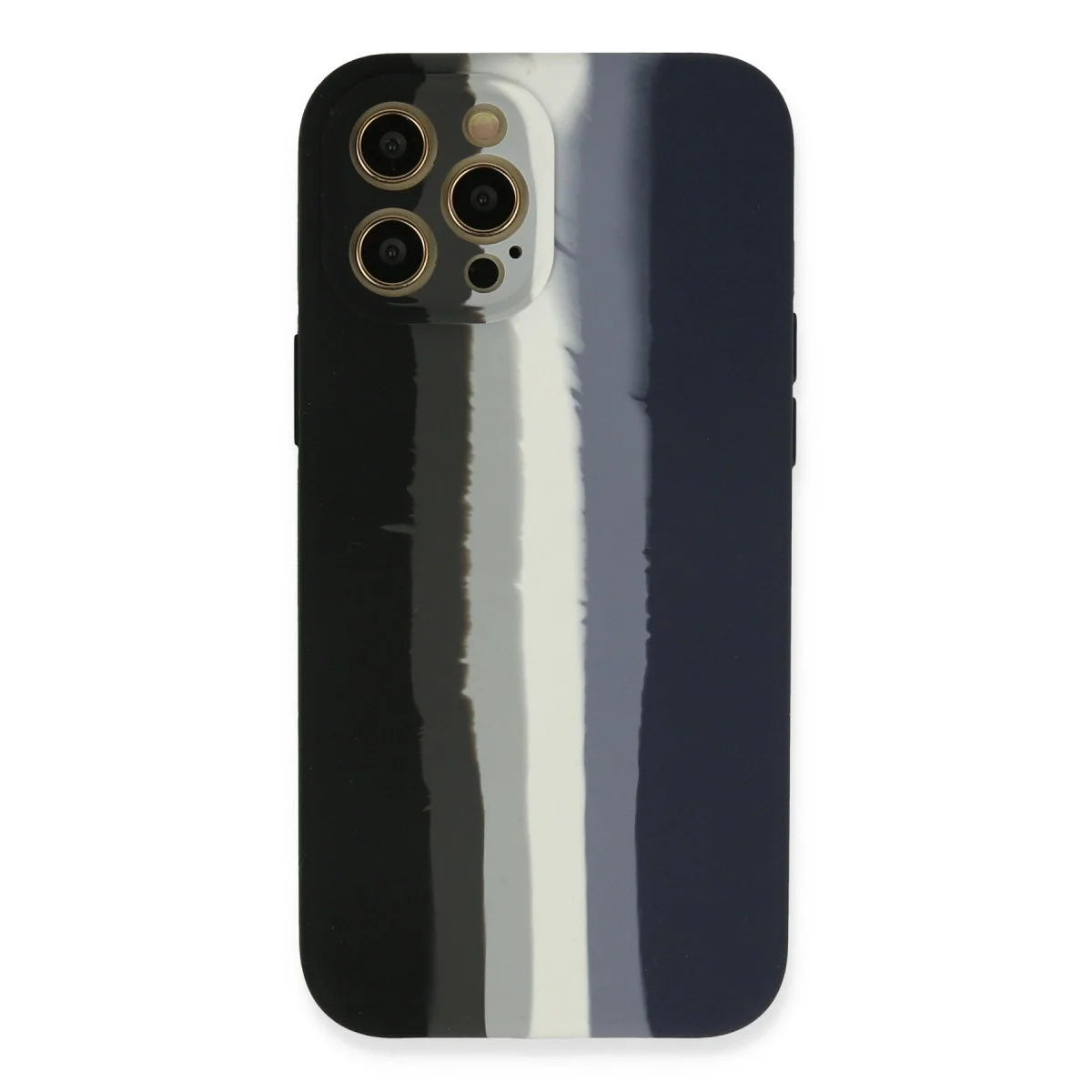 Apple İphone 12 Pro Max Kılıf Ebruli Lansman Silikon - Siyah-lacivert