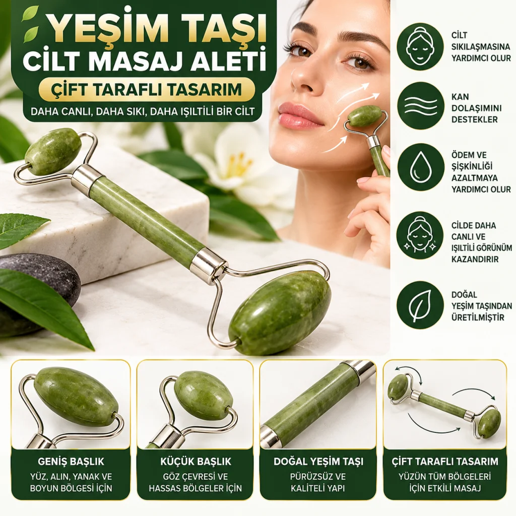 Yeşim Taşı Çift Taraflı Cilt Masaj Aleti