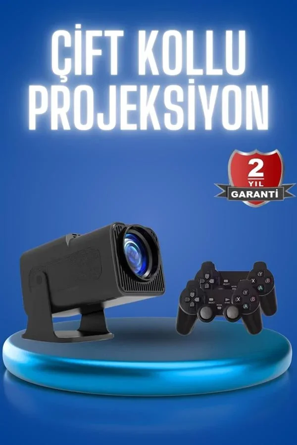 Android Projeksiyon Siyah Taşınabilir Sinema Projektörü 4k 1080p Ev Sineması Bluetooth görsel 2