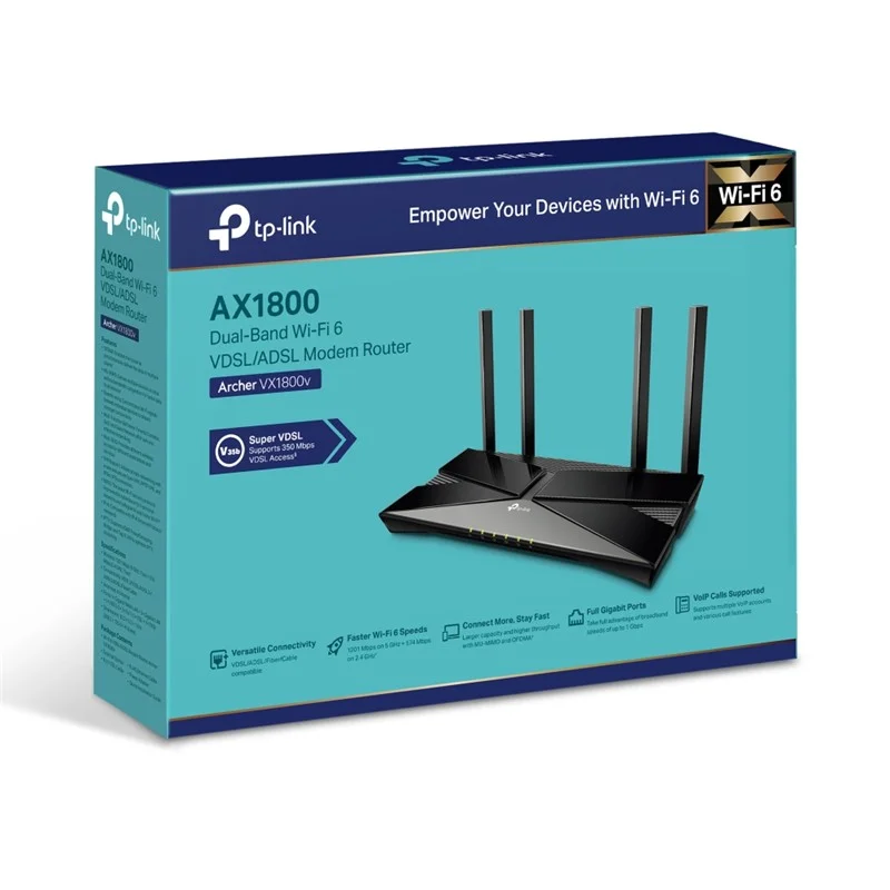 Archer VX1800V AX1800MBPS Dual Band WIFI6 Vdsl/adsl Kablosuz Router