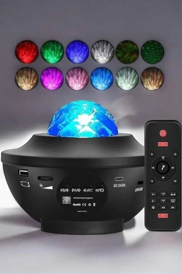 Çocuklara Özel Şarjlı Bluetooth Hoparlör Parti Led Lambası Yıldızlı Projeksiyon görsel 3