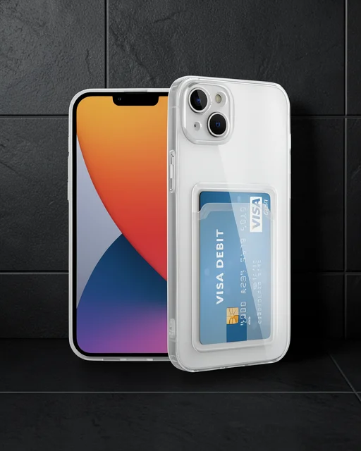 Apple İphone 14 Kılıf Kart Şeffaf Silikon - Şeffaf