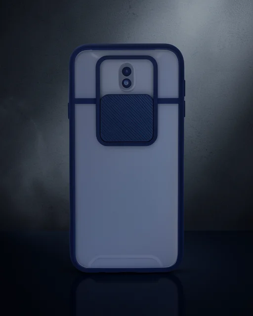 Samsung Galaxy J7 Pro / J730 Kılıf Palm Buzlu Kamera Sürgülü Silikon - Lacivert