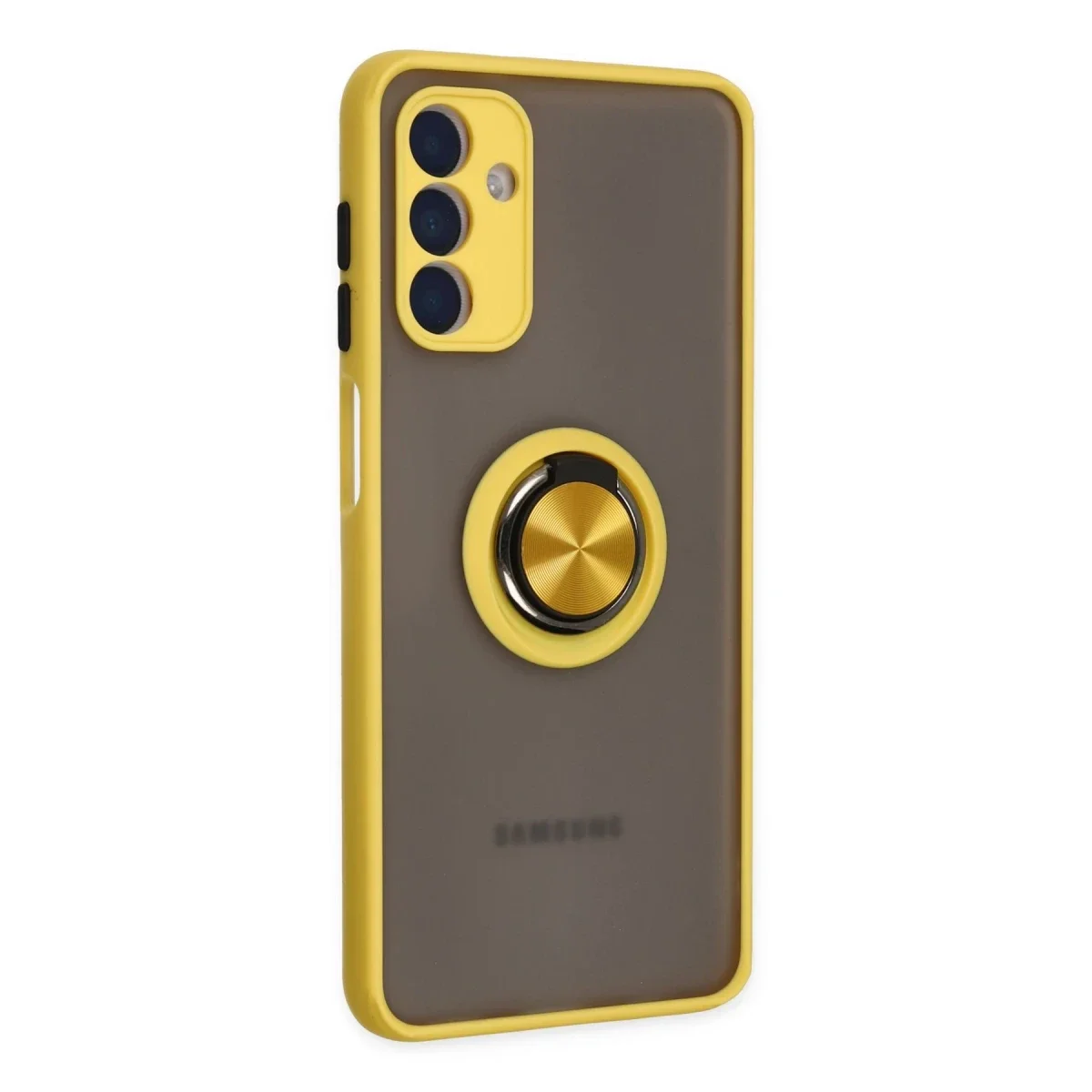Samsung Galaxy A04S Kılıf Montreal Yüzüklü Silikon Kapak - Sarı görsel 2