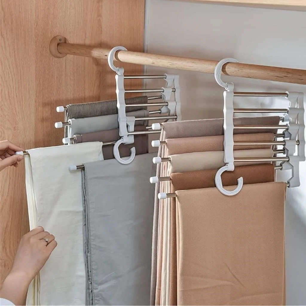 Hareketli Dolap İçi Pantolon Kravat Şal Askı Sistemi Düzenleyici Katmanlı Askılık Organizer(adet fiyatıdır) görsel 2