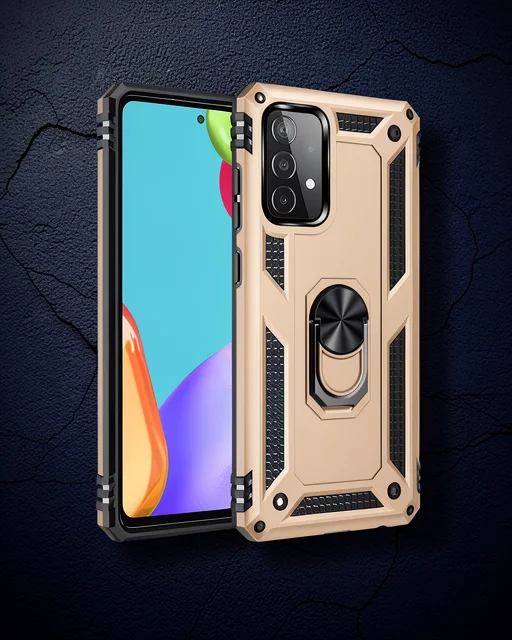 Samsung Galaxy A53 5g Kılıf Sofya Yüzüklü Silikon Kapak - Gold