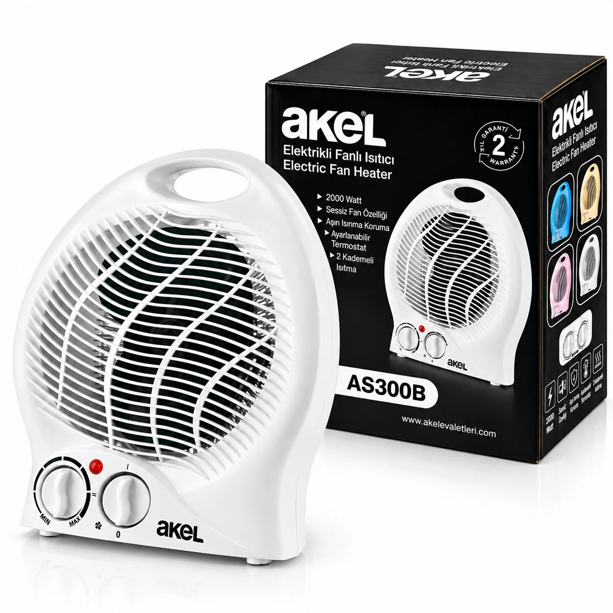 Sıcak - Soğuk Elektrikli Fanlı Isıtıcı 2 Kademe Hız Ayar Hızlı Isıtma - Sessiz Fan 2000W AS-300B