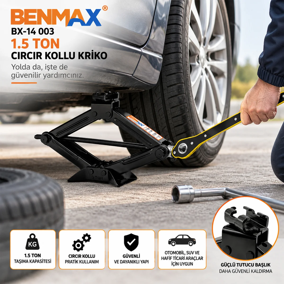 1.5 Ton Cırcır Kollu Kriko görsel 4