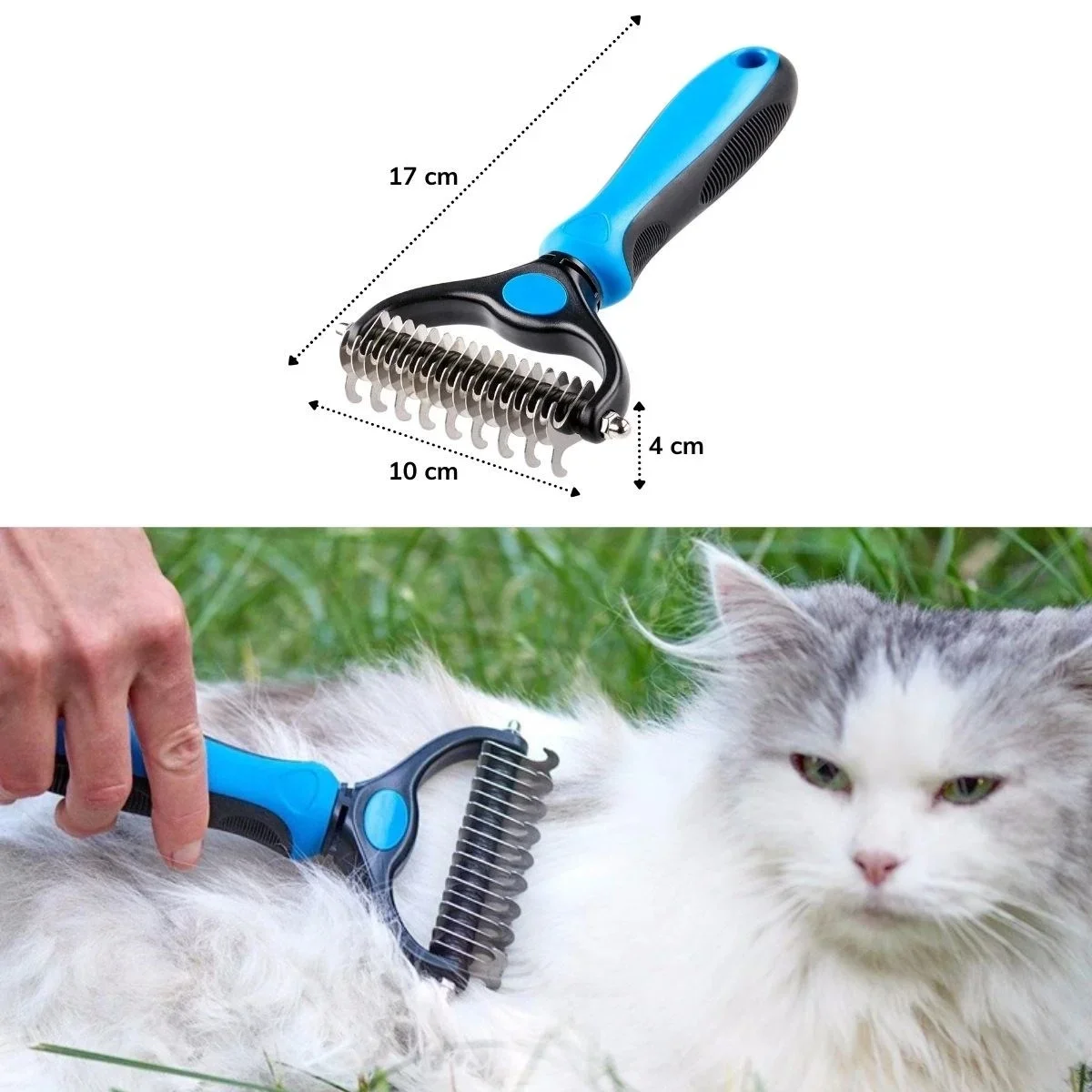 Plastik Saplı Metal Kedi Köpek Bakım Kıtık Tüy Topak Açıcı Tarak görsel 4