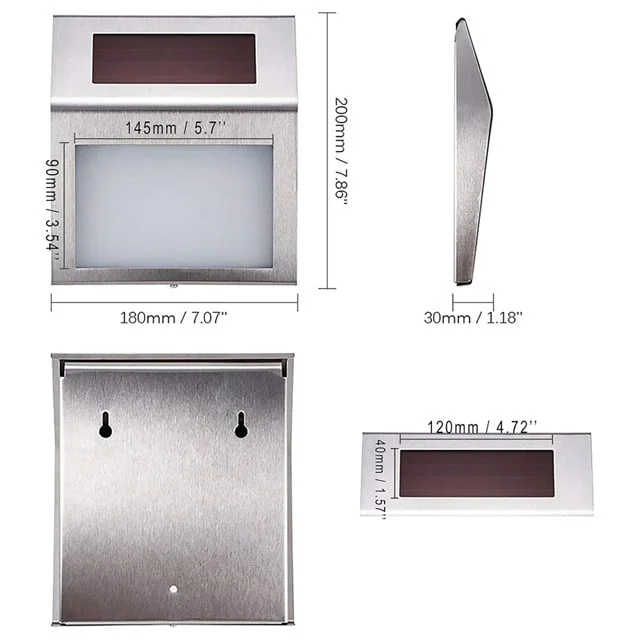 PM-24003 Güneş Enerjili (Solar) LED Işıklı Paslanmaz Çelik Kapı Numarası görsel 4