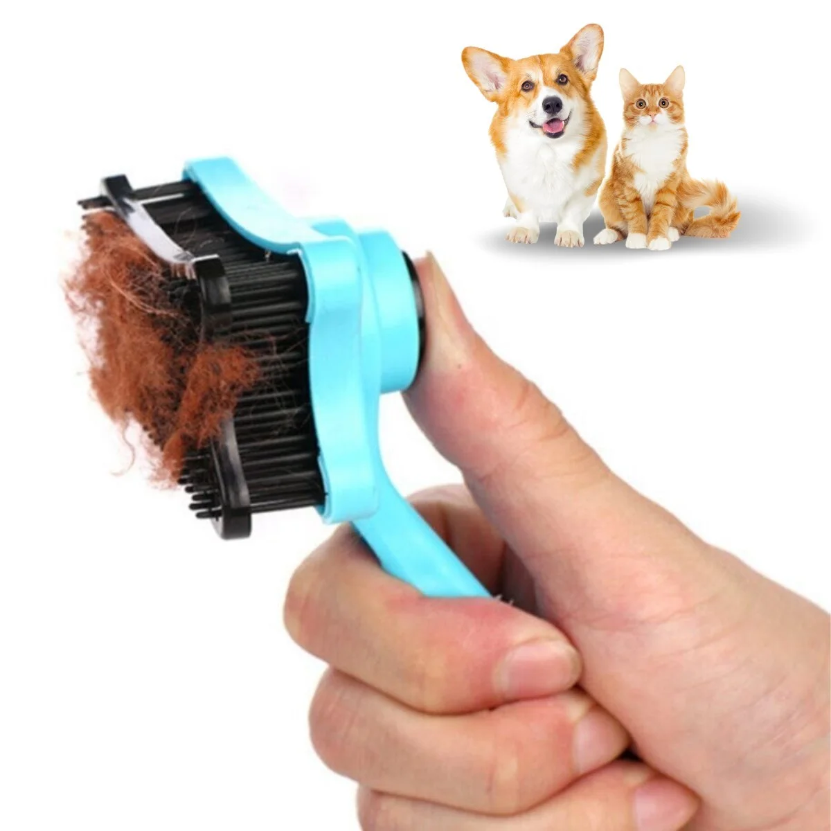 Evcil Hayvan Kedi Köpek Tüy Toplayıcı Otomatik Tuşlu Pet Tarak görsel 2