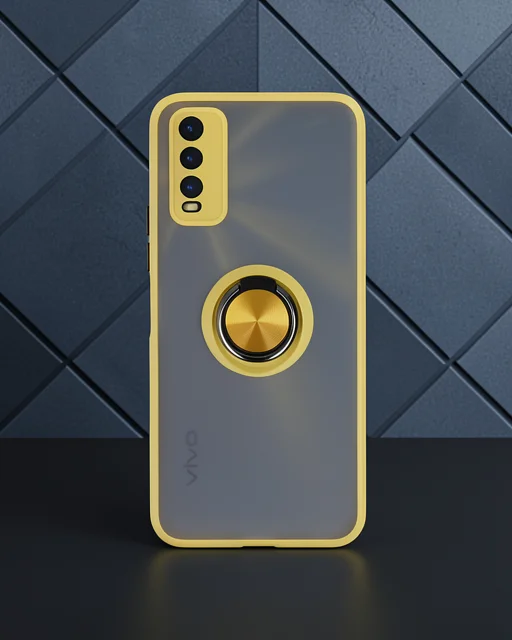 Vivo Y11s Kılıf Montreal Yüzüklü Silikon Kapak - Sarı