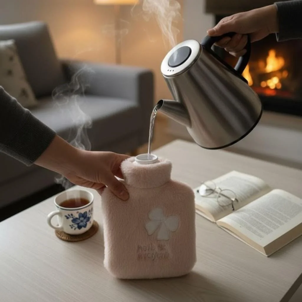 Hello Everyone Yazılı Kurdeleli Pembe Peluş Sıcak Su Torbası 1 Lt – Yumuşak Kılıf, Uzun Süre Sıcak Tutan Termal Su Torbası görsel 4