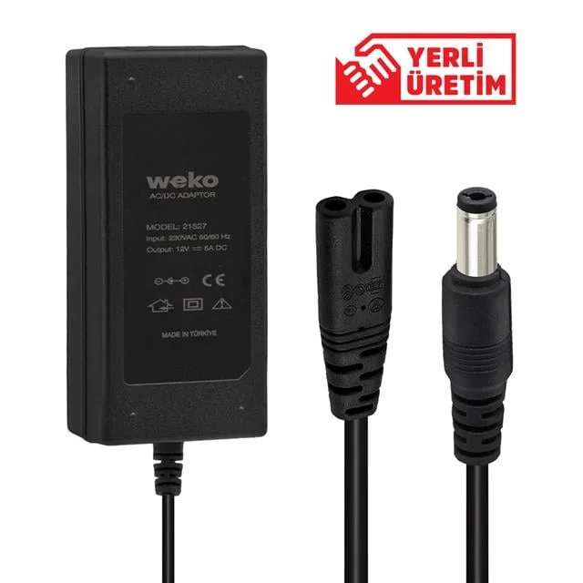 Weko 12 Volt - 5 Amper Plastik Kasa Masaüstü Adaptör 5.5*2.5 Uçlu görsel 5
