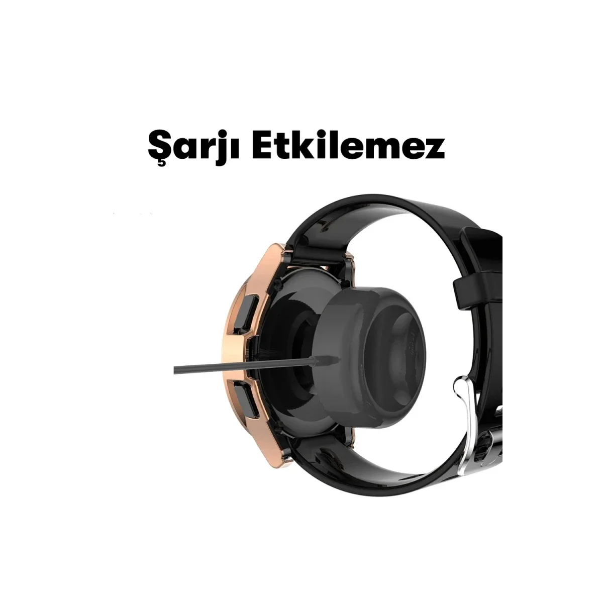 Watch 5 Pro 45mm Wall Camlı Kasa Ekran Koruyucu - Siyah görsel 3