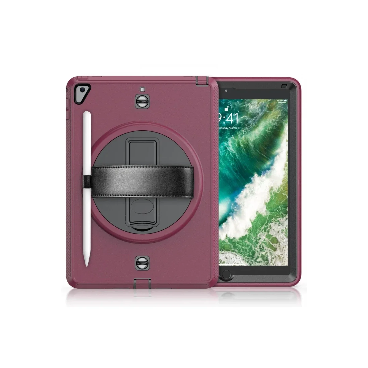 Apple iPad 5 Air 9.7 Kılıf Strap-C Otterbox Tablet Kapak - Mürdüm görsel 2