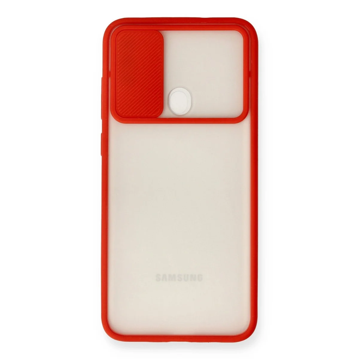 Samsung Galaxy A11 Kılıf Palm Buzlu Kamera Sürgülü Silikon - Kırmızı görsel 2