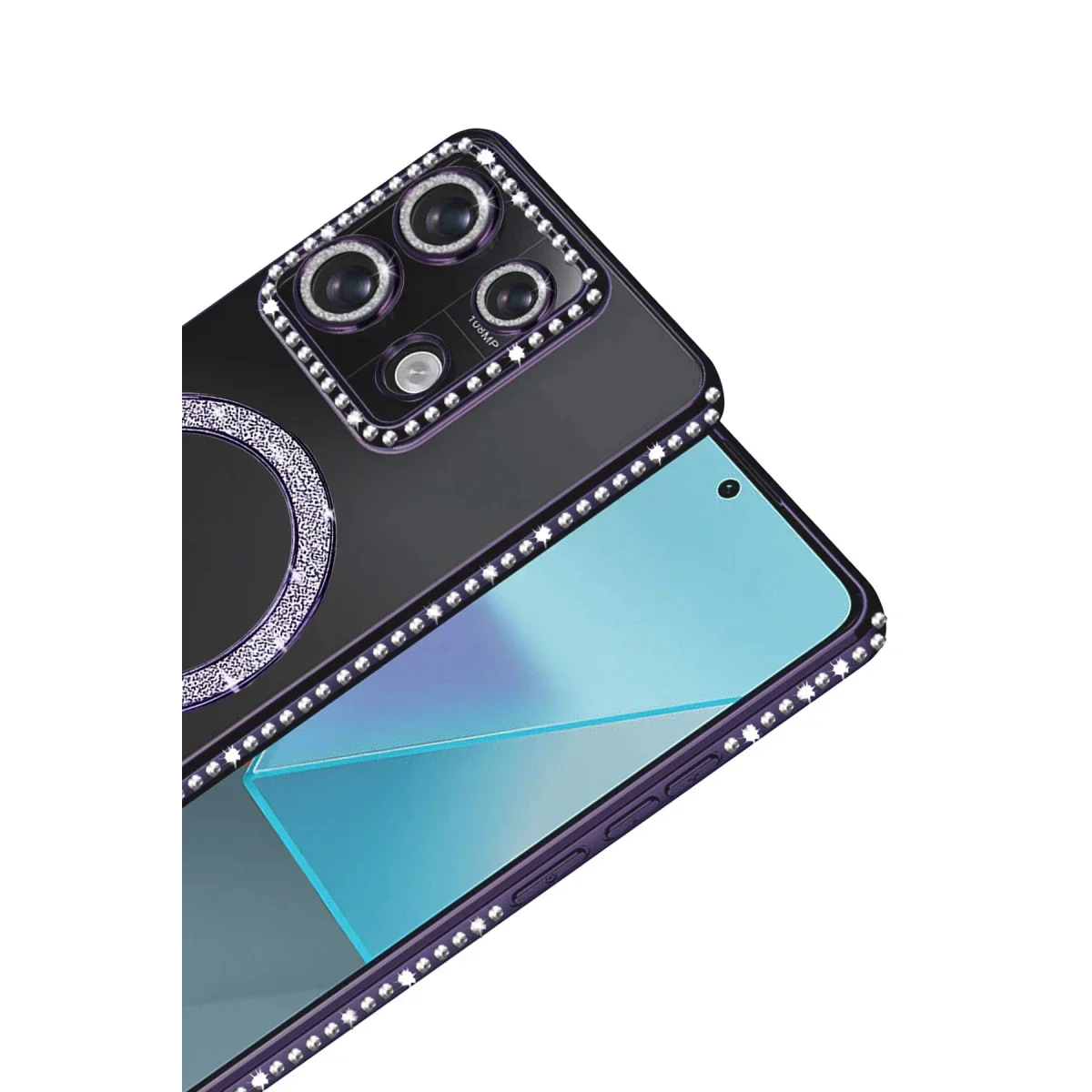 Xiaomi Redmi Note 13 Pro 4G Joke Simli Magneticsafe Kılıf - Derin Mor görsel 2