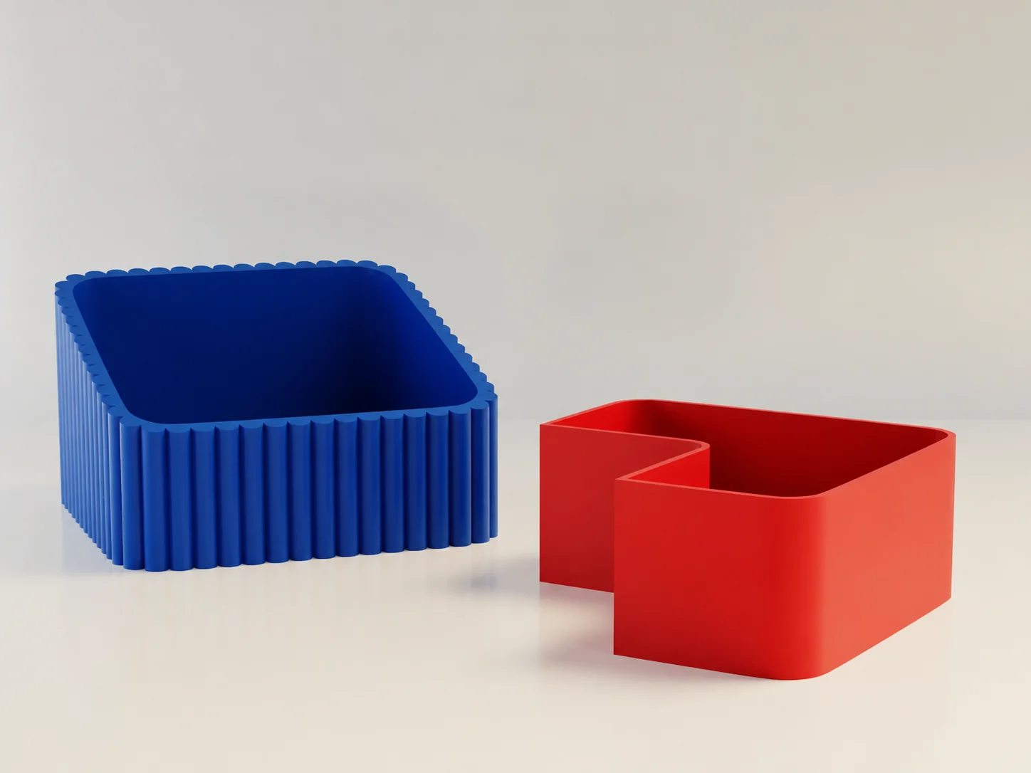 3D Baskı Fıstık Kasesi - Çift Hazneli Kabuk Ayırıcı Sunum Kasesi - Mavi Kırmızı görsel 2