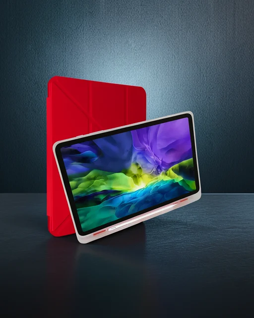 Samsung Galaxy T737 Tab S7 Fe 12.4 Kılıf Kalemlikli Mars Tablet Kılıfı - Kırmızı