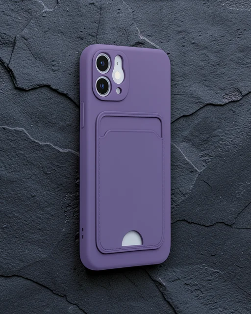 Apple İphone 12 Kılıf Kelvin Kartvizitli Silikon - Derin Mor