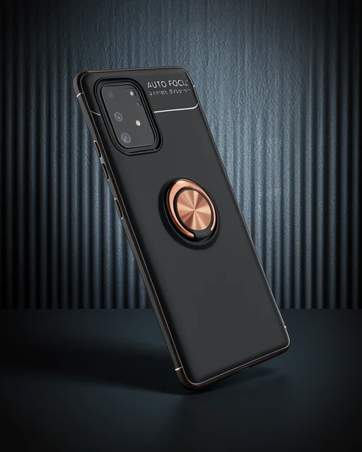 Samsung Galaxy A91 / S10 Lite Kılıf Range Yüzüklü Silikon - Siyah-gold