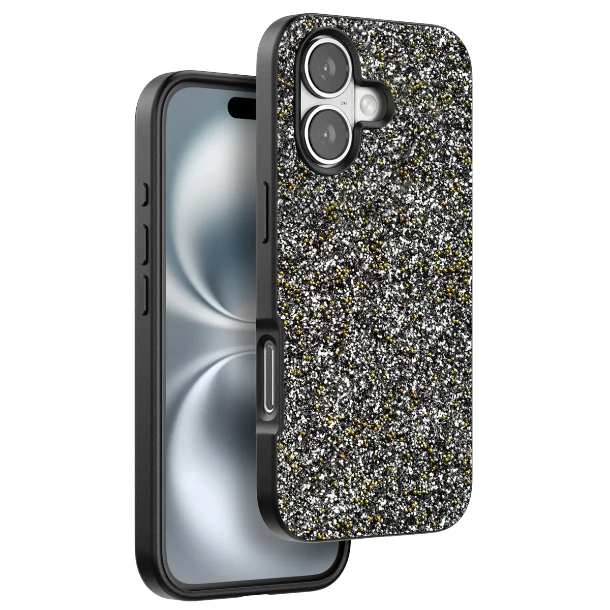 Onegif Apple iPhone 16 Plus Bright Simli Kapak - Gümüş