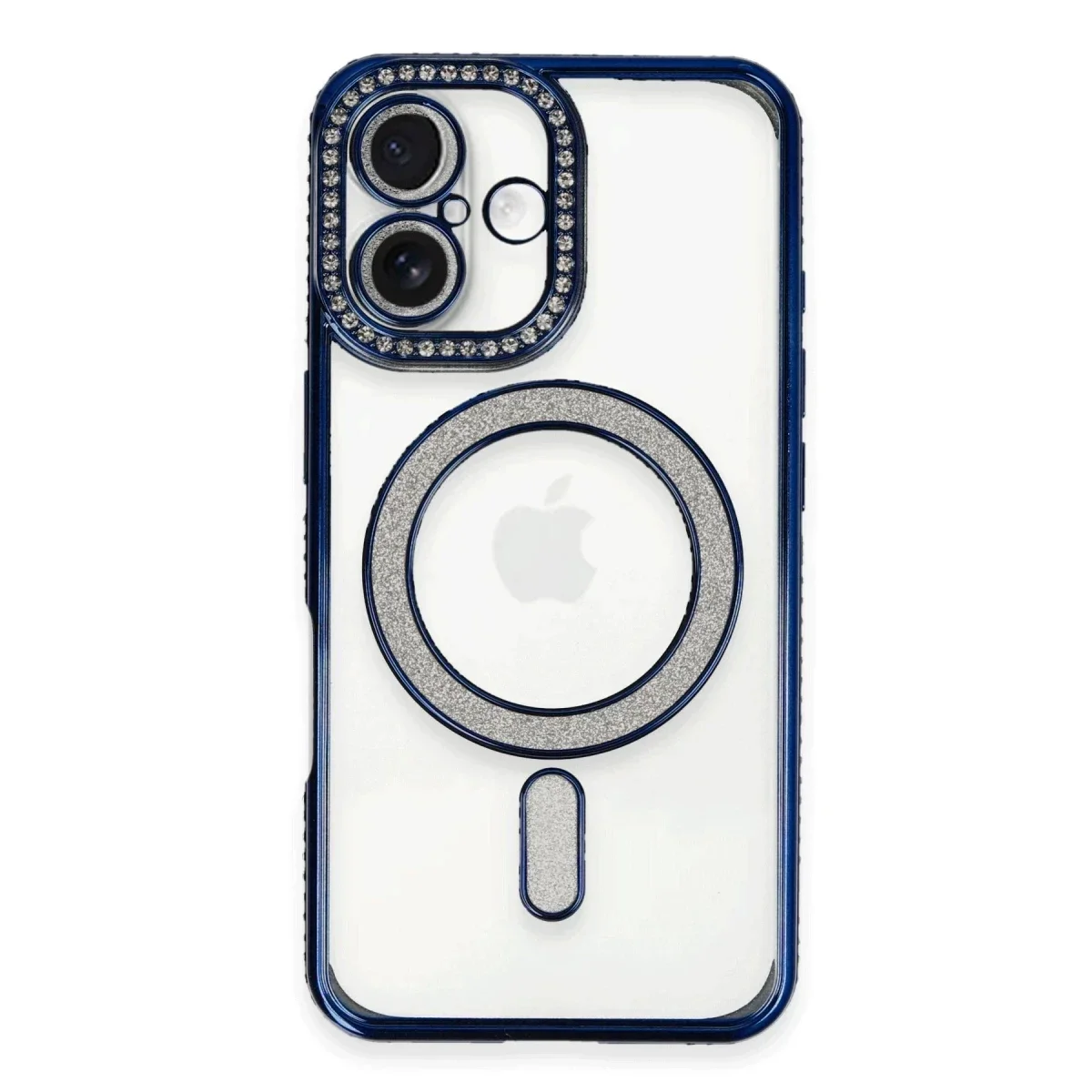 Apple iPhone 16 Kılıf Joke Simli Magneticsafe Kılıf - Lacivert görsel 3
