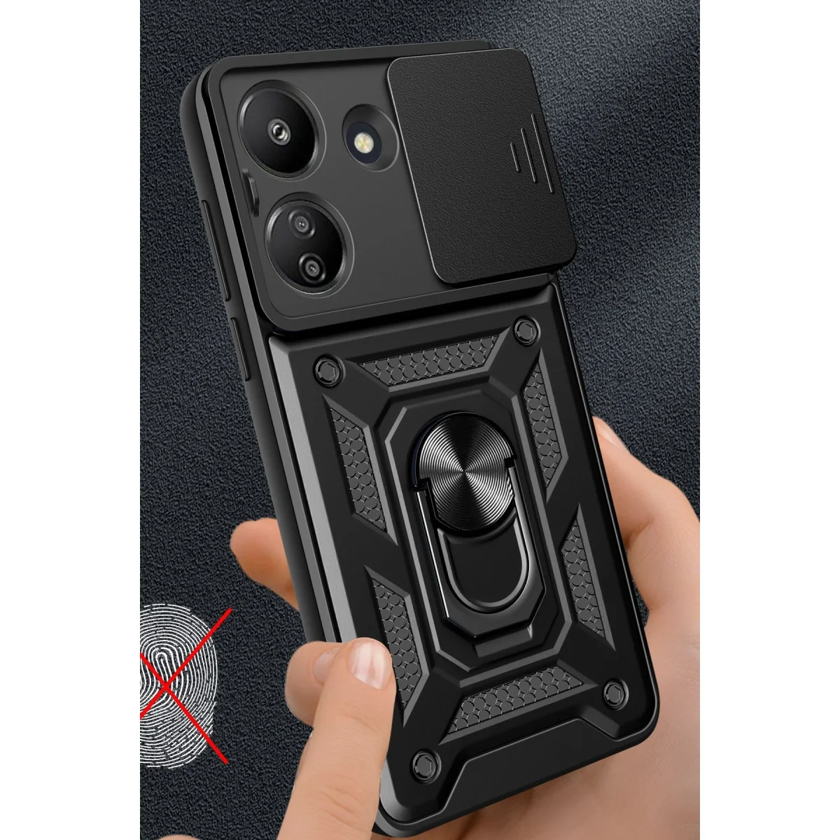 Xiao Red 13c Kılıf Pars Lens Yüzüklü Silikon - Siyah görsel 2